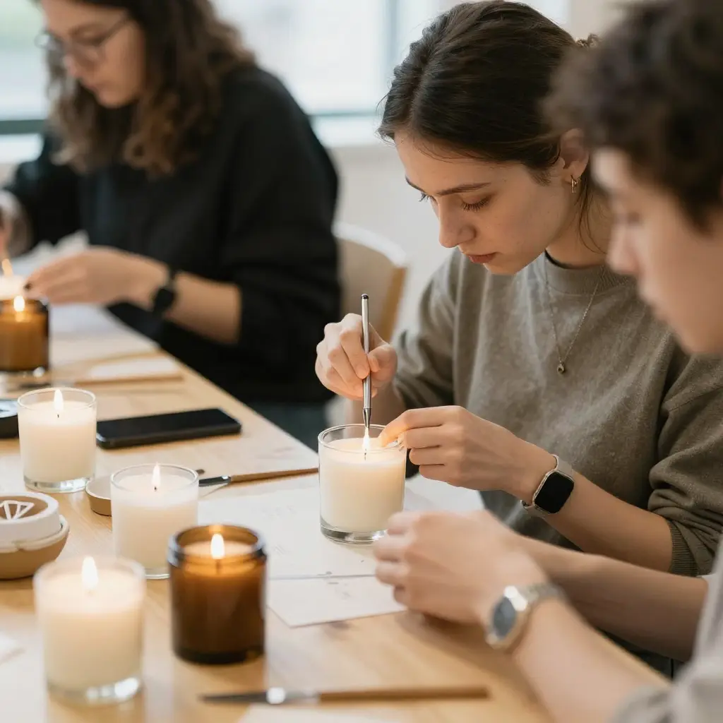Artisan candle making workshop with scented candles